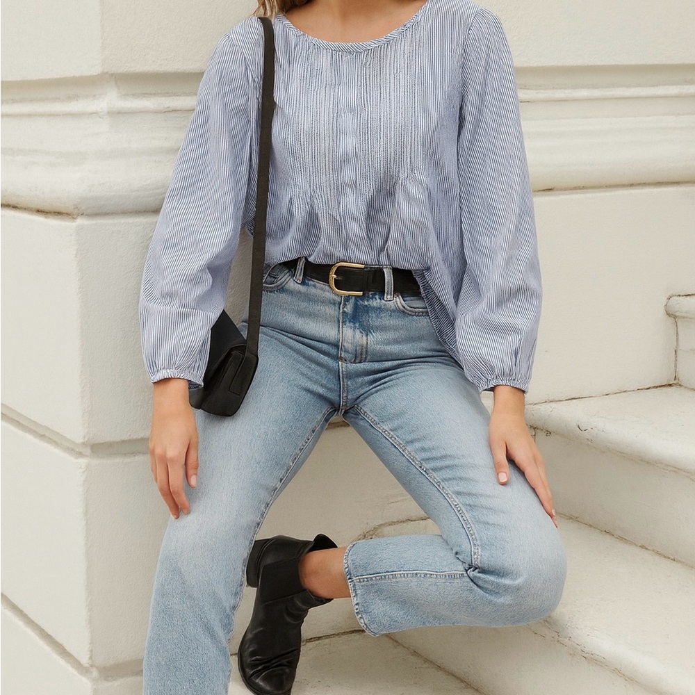 Lucky Brand Blue Babydoll Top